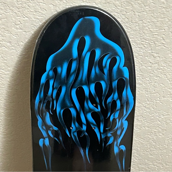Vintage 2000s Boom Town Canada Maple Wood Black Blue Flames Skateboard Deck 7.5” - Picture 2 of 6